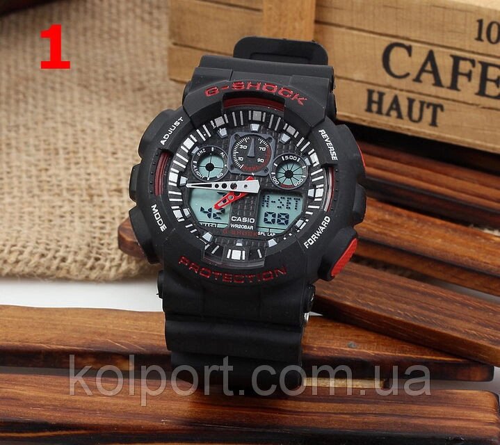 Годинники Casio G-Shock GA100, наручний годинник, чорні з червоним, стильні, оригінал від компанії Інтернет-магазин "Tovar-plus. Com. Ua" - фото 1