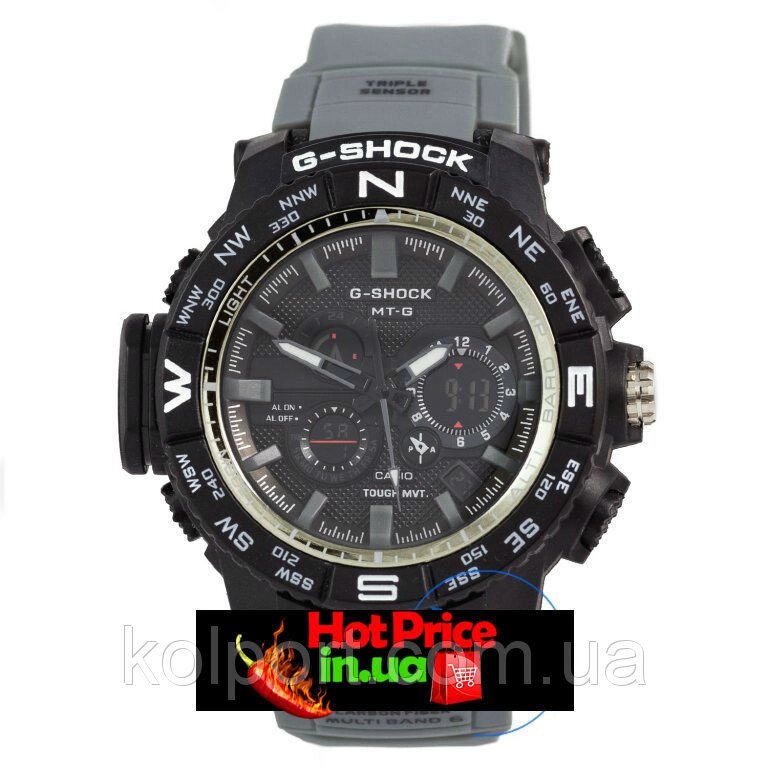 Годинники MTG -1000 Чорні з сірим ремінцем від компанії Інтернет-магазин "Tovar-plus. Com. Ua" - фото 1