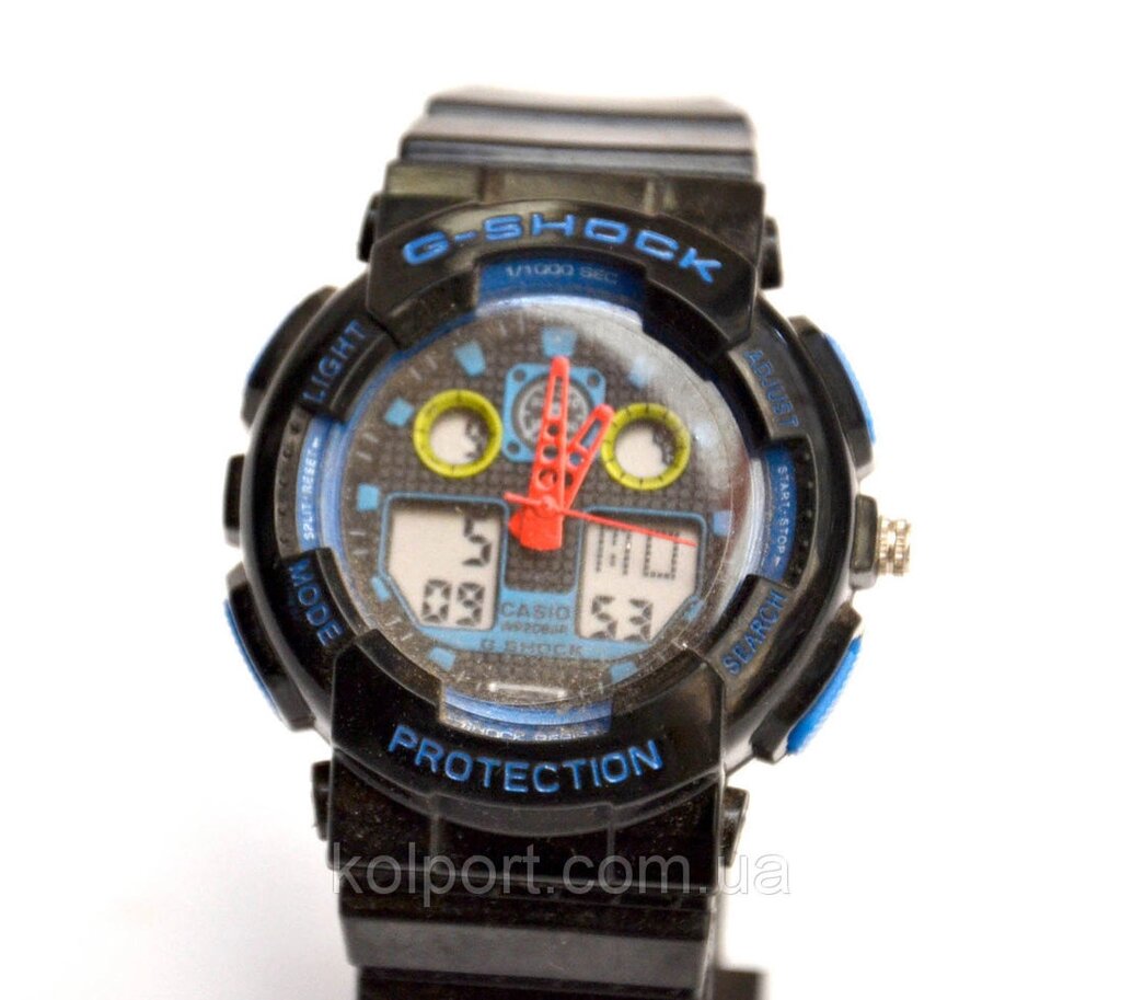 Годинники наручні Protection Чорні з синім від компанії Інтернет-магазин "Tovar-plus. Com. Ua" - фото 1