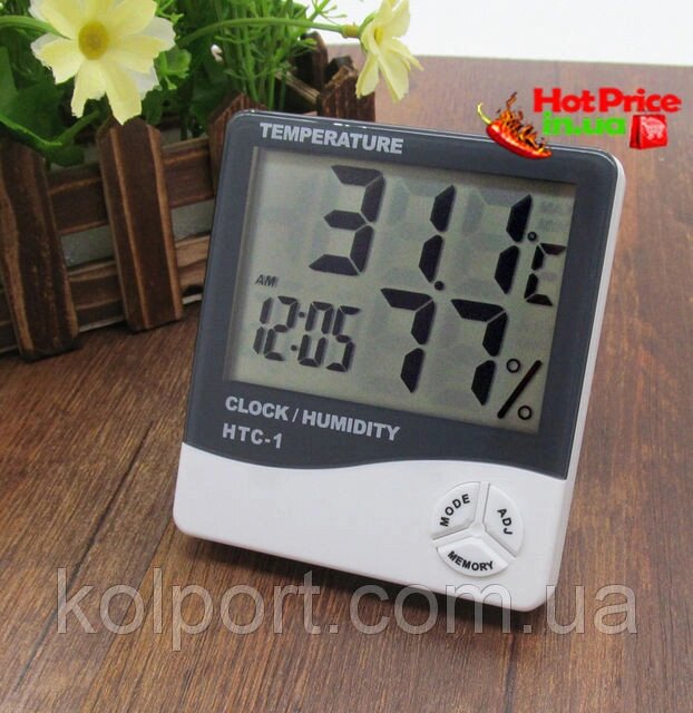Годинники Термометр Гигрометр HTC-1 3в1, настільний годинник, годинник для будинку, домашня метеостанція від компанії Інтернет-магазин "Tovar-plus. Com. Ua" - фото 1