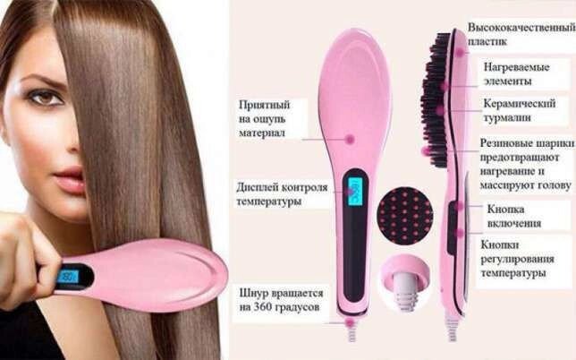 Гребінець-випрямляч Fast Hair Straightener, догляд за волоссям, брашінг для волосся від компанії Інтернет-магазин "Tovar-plus. Com. Ua" - фото 1