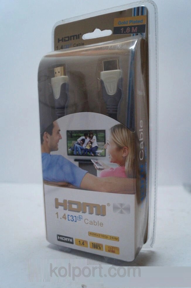 HDMI кабель 1.8м для ТВ та відео електроніки з золотим напиленням, аксесуари для ПК, гаджети, аудіотехніка від компанії Інтернет-магазин "Tovar-plus. Com. Ua" - фото 1