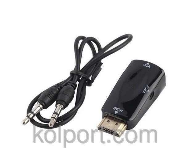 HDMI в на VGA відео адаптер конвертер з аудіо від компанії Інтернет-магазин "Tovar-plus. Com. Ua" - фото 1