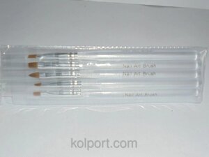 Кисті для малювання Nail Art Brush NKS-053 (5шт, тонкі, волосок, прозорі), набір кистей для малювання