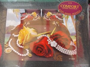 Комплект постільної білизни "3D Lux COMFORT", двоспальний набір, 190x230, троянди з коштовностями