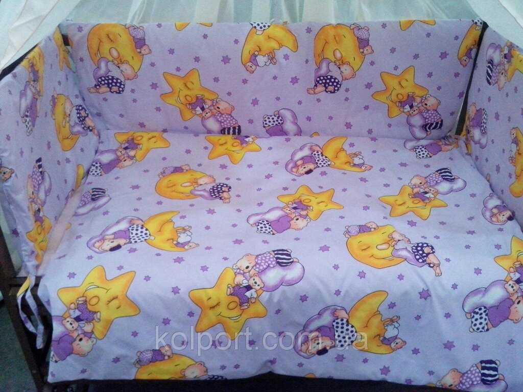 Комплект в ліжечко для новонароджених '' '' Ведмедик на місяці '' '' бузковий від компанії Інтернет-магазин "Tovar-plus. Com. Ua" - фото 1