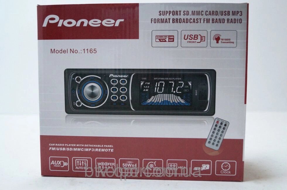 Магнітола Pioneer 1165-USB + SD, аудіотехніка, магнітола для авто, аудіотехніка і аксесуари, електроніка від компанії Інтернет-магазин "Tovar-plus. Com. Ua" - фото 1