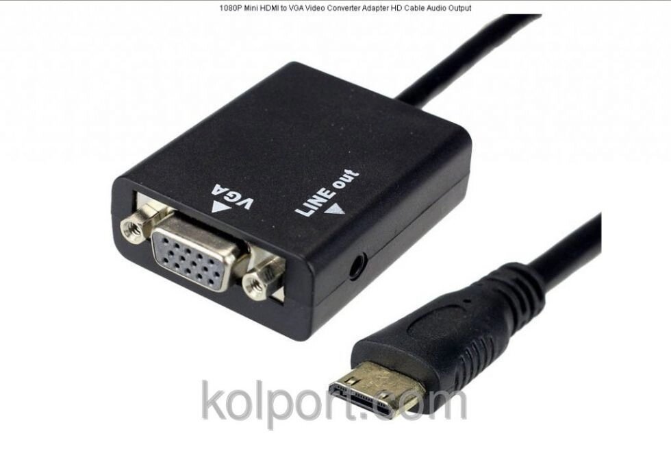 Мини HDMI в на VGA видео адаптер конвертер с аудио від компанії Інтернет-магазин "Tovar-plus. Com. Ua" - фото 1