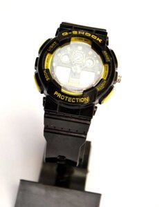 Багатофункціональний годинник Casio G-Shock (чорні з жовтим), кварцові, чоловічі, спортивні, наручні