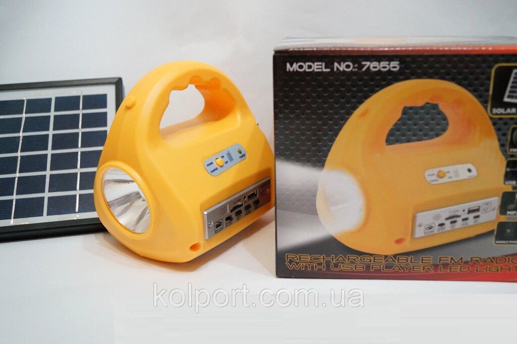 MOD 7655 Портативний світлодіодний ліхтар на сонячній Бата і акумулятор з MP3 і радіо програвачем, радіо від компанії Інтернет-магазин "Tovar-plus. Com. Ua" - фото 1