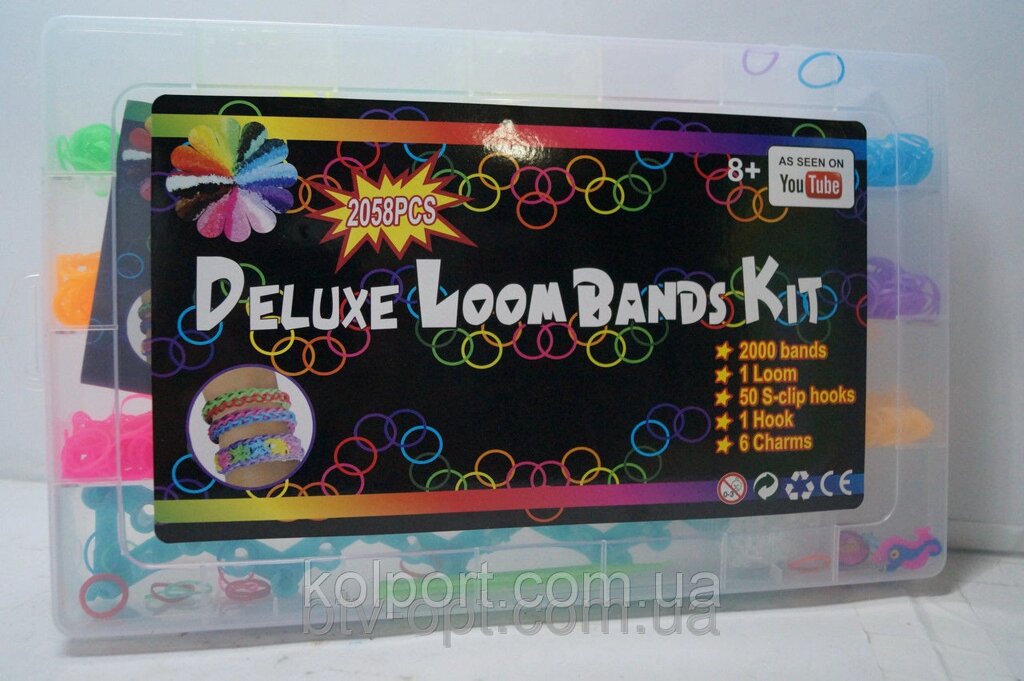 Набір кольорових гумок для плетіння браслетів Deluxe Loom Bands Kit, гумки для плетіння, дитячі товари від компанії Інтернет-магазин "Tovar-plus. Com. Ua" - фото 1