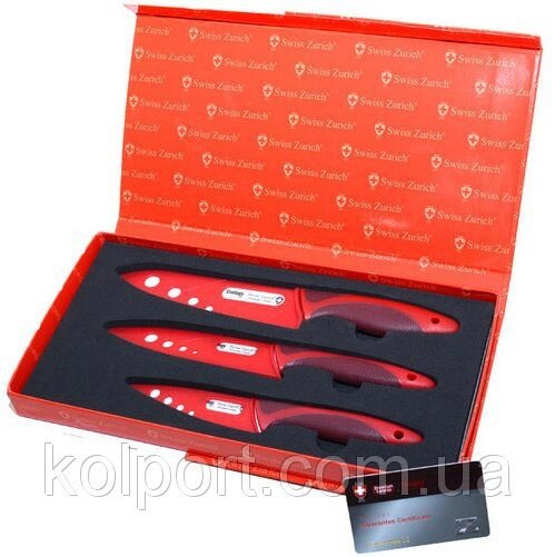 Набір кухонних керамічних ножів Swiss Zurich SZ-409 від компанії Інтернет-магазин "Tovar-plus. Com. Ua" - фото 1