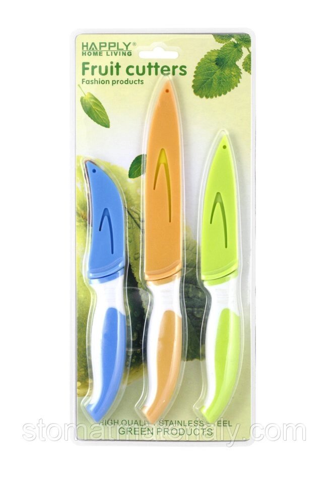 Набір кухонних ножів (3в1), з антибактеріальним покриттям від компанії Інтернет-магазин "Tovar-plus. Com. Ua" - фото 1