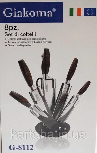 Набір кухонних ножів Giakoma G-8112 з підставкою від компанії Інтернет-магазин "Tovar-plus. Com. Ua" - фото 1
