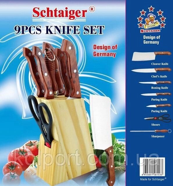 Набір кухонних ножів Schtaiger SHG-8153 з підставкою від компанії Інтернет-магазин "Tovar-plus. Com. Ua" - фото 1