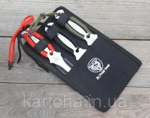 Набір 3 шт ножів для метання мультиколор зі шнурівкою + чохол, для мисливця / рибалки / туриста