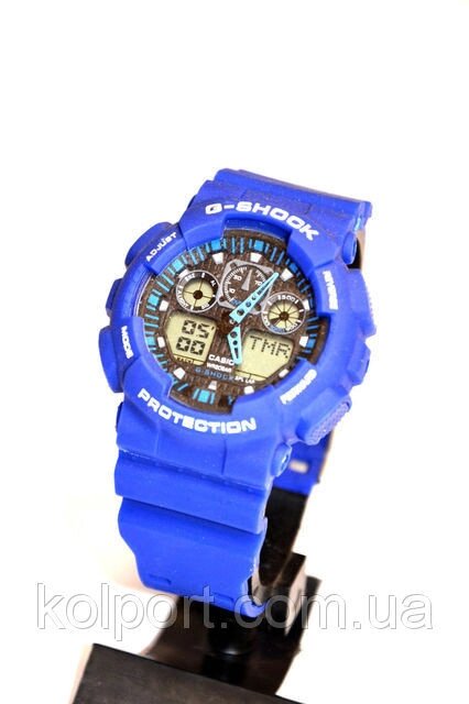 Наручний годинник Casio G-Shock GA-100 (сині), спортивні, чоловічий годинник, електронні, made in Japan від компанії Інтернет-магазин "Tovar-plus. Com. Ua" - фото 1