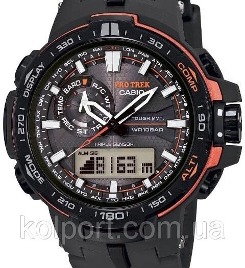 Наручний годинник Casio Pro Trek PRW6000 (чорні з білим), чоловічі, електронні, спортивно-туристичні годинники від компанії Інтернет-магазин "Tovar-plus. Com. Ua" - фото 1