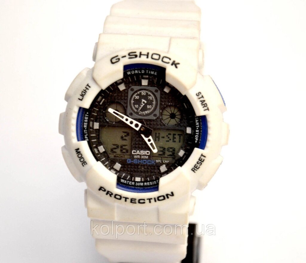 Наручний годинник GA-100 Білі з синім від компанії Інтернет-магазин "Tovar-plus. Com. Ua" - фото 1
