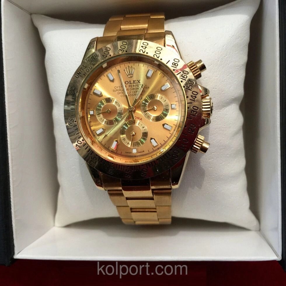 Наручний годинник Rolex Daytona Gold, жіночі наручні годинники, чоловічі, годинник Ролекс, ексклюзив, супер якість від компанії Інтернет-магазин "Tovar-plus. Com. Ua" - фото 1