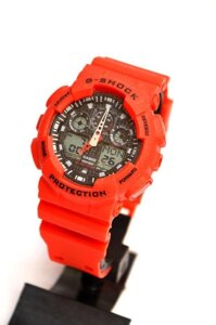 Наручний годинник Casio G-shock GA-100 (червоні), спортивні, чоловічий годинник, електронні, made in Japan