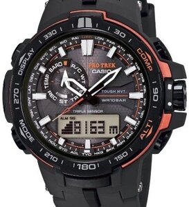 Наручний годинник Casio Pro Trek PRW6000 (чорні з білим), чоловічі, електронні, спортивно-туристичні годинники