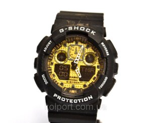 Наручний годинник GA-100 Чорні з золотим