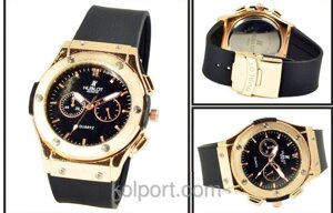 Наручний годинник HUBLOT BLACK gold 5975, годинники наручні Хаблот, жіночі наручні годинники, чоловічі годинники