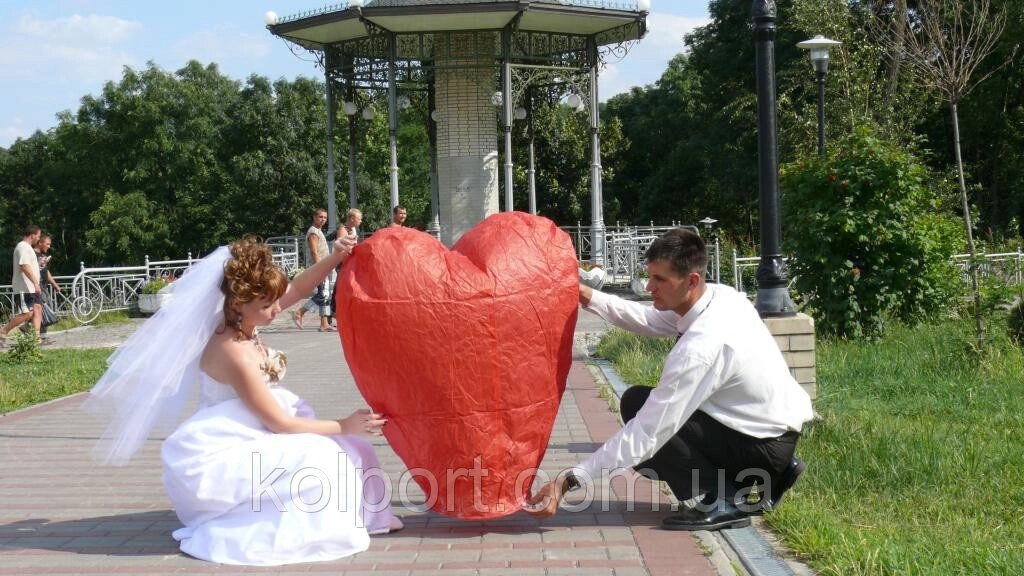 Небесні китайські ліхтарики "Серце" (Великий 1м. / 10шт) КОМПЛЕКТ! від компанії Інтернет-магазин "Tovar-plus. Com. Ua" - фото 1