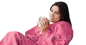 Дуже теплий плед з рукавами, рожевий, текстиль, зроблено в Україні