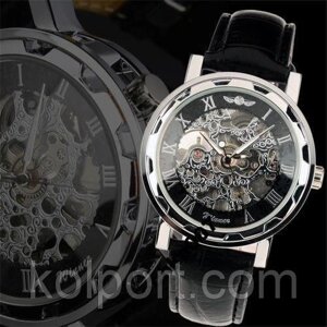 ORIGINAL Чоловічі механічні годинники Winner Silver HOLLOW (механіка з автоподзаводом), годинник Віннер механічні