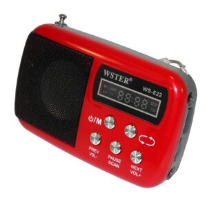 Радіоприймач WS-822, Mp3 плеєр, USB, AUX, microSD, аудіотехніка, портативна акустика, радіо, електроніка