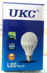 Лампа світлодіодна енергозберігаюча LED E27 3W (Білий світло) UKC