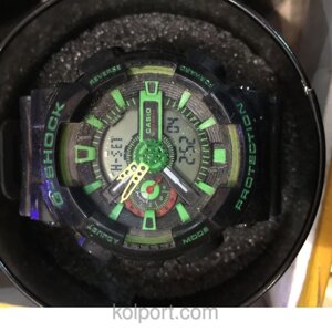 Годинники Casio G-SHOCK GA-100A BLACK GREEN, жіночі наручні годинники, чоловічі, наручний годинник, електронні, механічні