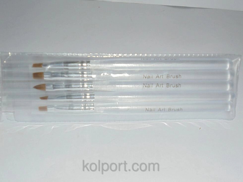 Кисті для малювання Nail Art Brush NKS-053 (5шт, тонкі, волосок, прозорі), набір кистей для малювання - переваги