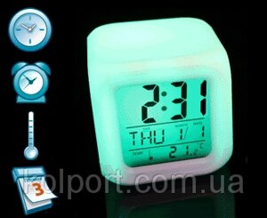 Світлодіодні годинник куб, цифровий годинник з ЖК-дисплеєм, будильник, що змінюються кольори, для зняття стреса