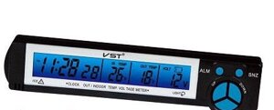 Автомобільний годинник з термометром і вольтметром vst-7043V