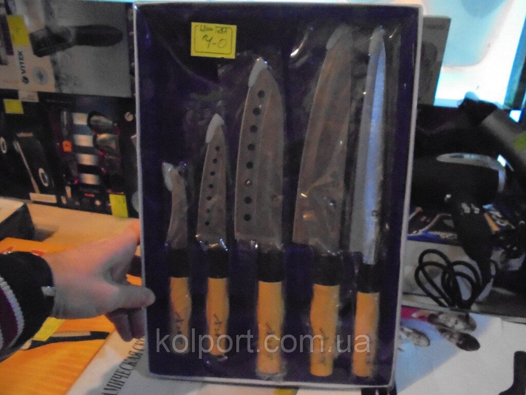 Набір ножів 105А, набір ножів, 5 предметів кухонні ножі. столові ножі. підставки - характеристики