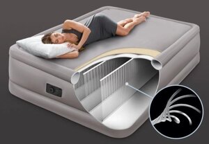 Надувна ліжко з вбудованим насосом на 220в Intex Foam Top High-Rise Airbed 64470 (152х203х51см)