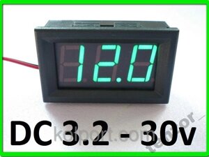Цифровий вольтметр DC 3.2 - 30 вольт, зелений