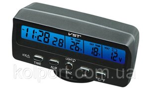 Автомобільний годинник з термометром і вольтметром VST 7045V