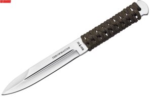 Метальний ніж з однобічним заточуванням у стилі бойового, тренувальний ніж для метання, ручка — шнурівка