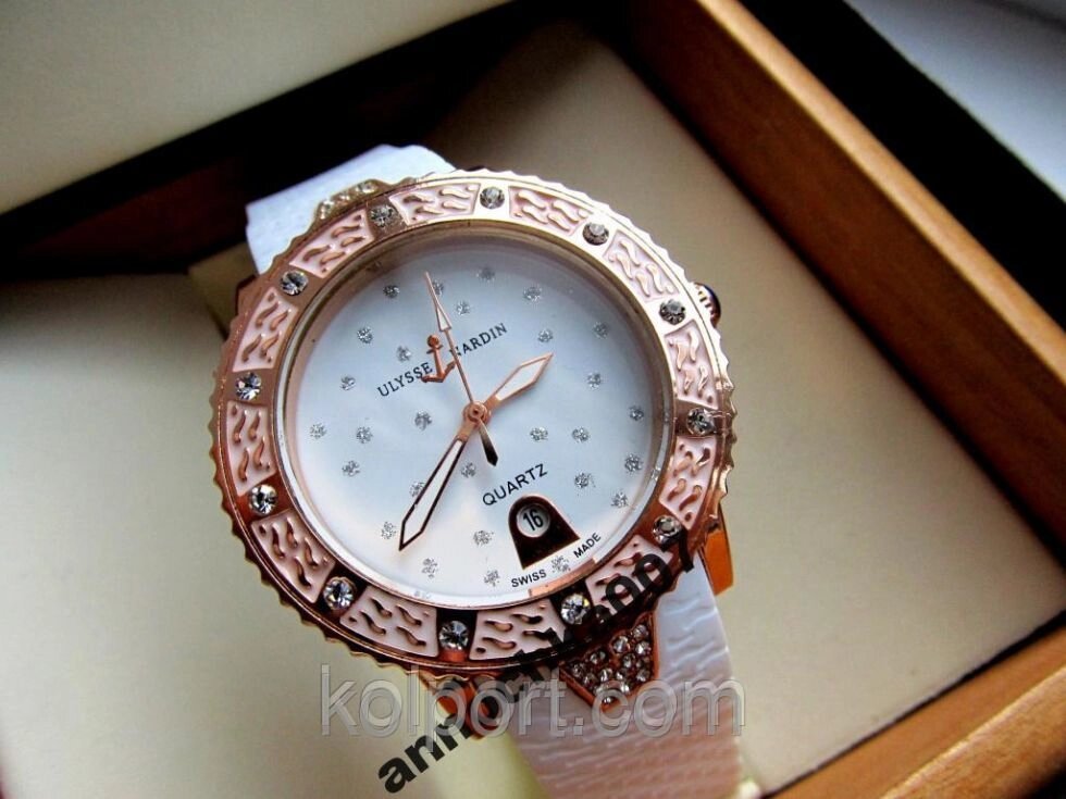 Жіночі наручні годинники Ulysse Nardin (Улісс Нардан) БІЛІ годинник під Rolex жіночі (Ремінець-регульований) купити - наявність