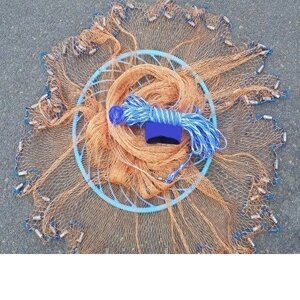 Кастингові мережу Американка капрон, парашут рибальське з кільцем фрісбі, діаметр 4.2. м. для промислового лову