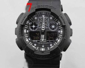 Годинники Casio G-Shock GA100, наручні, спортивно-туристичні годинники, чорні з чорним циферблатом