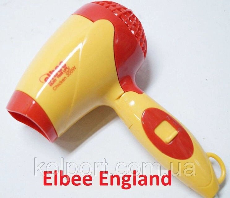 Фен для волосся складаний міні (дорожній, дитячий) Elbee 300W + гребінець і чохол в подарунок - фото