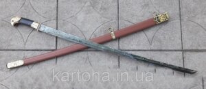Сувенірна зброя Шашка ФТС, клинок з гравіюванням сталевий НЕ заточений з орлом на рукояті + піхви в коричневому