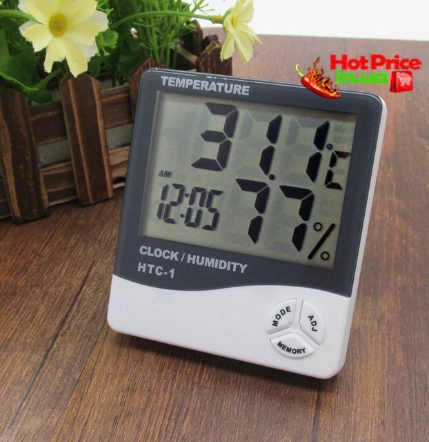 Годинники Термометр Гигрометр HTC-1 3в1, настільний годинник, годинник для будинку, домашня метеостанція - інтернет магазин