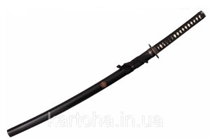 Японська катана Сінто, самурайська Katana меч, шнурівка на рукояті у вигляді ромба, в чорному кольорі "роіро"