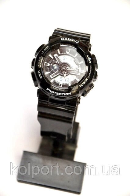 Жіночі наручні годинники Casio G-Shock Baby-G (чорні з білим дисплеєм), кварцові, жіночі, спортивні, наручні - гарантія